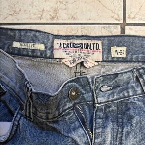 Ecko Unlimited Blue Relaxed Fit Jeans with Distressed Details